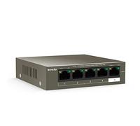 Tenda PoE Switch Desktop/Parete TEF1105P-4-63W, 5-Port 10/100 Mbps, 4 Porte PoE fino a 63W, Protezione da Sovraccarico, Protezione Antifulmine Professionale,Semplicità d'Uso, Cassa in Metallo