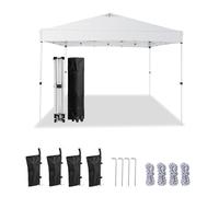Tenda pop-up 10 x 10, tenda per eventi, installazione per una persona, impermeabile e anti-UV, telaio in acciaio resistente, borsa con ruote e sacchi di sabbia, ombra esterna per spiaggia, campeggio