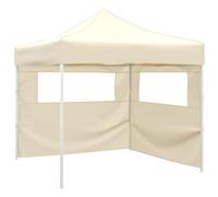 Tenda pop up canopy con 2 sidewall, 291 x 291 x 315 cm, bianco crema, telaio in acciaio resistente, 100% impermeabile, protezione UV per esterni, per patio, feste, campeggio, spiaggia