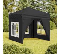 Tenda pop up canopy con sidewalls, portatile, 2 x 2 m, per feste all'aperto, antracite, tessuto Oxford 210D, facile da installare per patio, spiaggia, campeggio, parasole