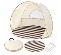 Tenda pop-up da spiaggia con protezione UV, tappeto e finestra, 3-4 persone (Beige)