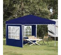 Tenda pop-up per feste, 288 x 288 x 245 cm, tessuto Oxford blu, con telaio | Altezza regolabile, include corde antivento e picchetti, per matrimoni e feste, protezione dai raggi UV