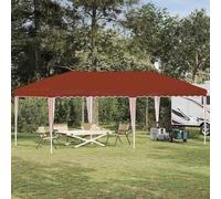 Tenda pop-up per feste, 575 x 290 x 245 cm, terracotta, regolabile in | Impermeabile, resistente ai raggi UV, telaio in acciaio verniciato a polvere, regolazione in altezza a tre livelli
