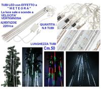 TENDA PROLUNGABILE Cm.210Lx50H N.8 TUBI LED MULTICOLOR EFFETTO METEORA NATALE