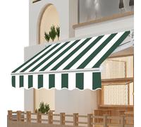 Tenda retrattile 400 x 150 cm, tessuto di ricambio (telaio non incluso), tenda a baldacchino a righe verdi e bianche ad alta resistenza alla luce