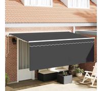 vidaXL Tenda Retrattile 3.5 x 2m Antracite e Bianco in Poliestere e Alluminio, Moderna e Resistente all'Acqua. Montata a Parete, Grande e Perfetta per Ombreggiare Il Patio all'Aperto. Include Teleco