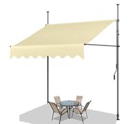 Tenda retrattile con manovella, 300 x 120 cm, impermeabile, resistente ai raggi UV, per patio esterno, installazione senza fori, telaio in alluminio resistente, perfetta per ombreggiare il tuo posto