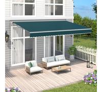 Tenda retrattile con manovella, protezione UV50+, regolabile, per esterni, per terrazza, 4 x 2,5 m, resistente alle intemperie, in alluminio, montaggio a parete/soffitto, copertura per balcone verde.