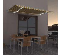 Tenda retrattile da esterno con telaio in alluminio e tessuto in poliestere impermeabile, include luci LED solari e manovella per una facile apertura, ideale per patio e terrazza come
