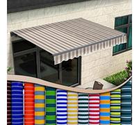 Tenda retrattile di ricambio in tela personalizzabile per patio esterno per terrazza e giardino in poliestere beige a righe 7 x 4 m - perfetta per l'ombra del cortile