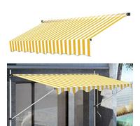 Tenda retrattile di ricambio in tessuto impermeabile, materiale per terrazza, balcone, finestra, parasole giallo e bianco, 25 dimensioni per esterni