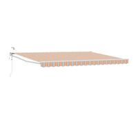 Tenda retrattile elettrica blu e arancione, 5 x 3 m | LED, sensore meteo, telecomando incluso, alluminio, parasole, patio, giardino, assemblaggio richiesto