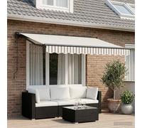 vidaXL Tenda da sole retrattile grigio chiaro e bianco, 3 x 2,5 m, retrattile, rettangolare, moderna, soluzione ombreggiante per terrazze, balconi, giardini, robusta e regolabile