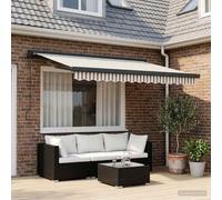 vidaXL Tenda retrattile grigio chiaro e bianco, 300 x 250 cm, con terrazza e giardino, rettangolari, moderni, regolabili per protezione solare, ombra esterna