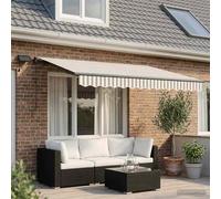 vidaXL Tenda da sole retrattile grigio chiaro e bianco, 300 x 250 cm, protezione da giardino e terrazza, tenda da sole retrattile rettangolare, tenda da sole moderna per esterni, soluzione a