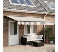 vidaXL Tenda retrattile grigio chiaro e bianco 4,5 × 3 m, tenda retrattile rettangolare moderna, soluzione ombra per cortili, balconi, giardini, resistente e regolabile