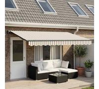vidaXL Tenda da sole retrattile grigio chiaro e bianco, 400 x 350 cm, da giardino e terrazza, tenda da sole retrattile moderna colorata, parasole regolabile, tenda da esterno, resistente alle