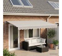 vidaXL Tenda da sole retrattile grigio chiaro e bianco, 400 x 350 cm, moderna, rettangolare, tenda da sole retrattile, copertura manuale per esterni, tettoia per patio, protezione UV per giardino e