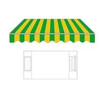 Tenda retrattile in tessuto con mantovana (senza cornice), ricambio manuale, materiale per patio e balcone, parasole a righe gialle e verdi, 700 x 400 cm