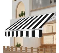 Tenda retrattile in tessuto per ombrellone da patio, 45,7 x 1,8 m, resistente parasole per esterni per pergola e coperta, ricambio per baldacchino a righe nero-bianche