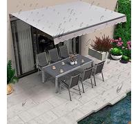 Tenda retrattile in tessuto, ricambio per patio, impermeabile, per terrazza, ristoranti, negozi, camper, 280 g, in poliestere, include solo tessuto (dimensioni: 4,9 x 1,5 m, colore: grigio)