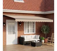 vidaXL Tenda retrattile manuale Beige 4 × 3,5 m, Tenda retrattile moderna, rettangolare, per giardino e terrazzo, soluzione ombreggiante, tessuto polyester