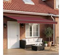 vidaXL Tenda retrattile manuale Borgogna 4 × 3,5 m, Tenda retrattile moderna, rettangolare, per giardino e terrazzo, soluzione ombreggiante, tessuto polyester