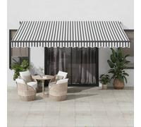 Tenda Retrattile Manuale con LED Antracite e Bianco 450x350 cm