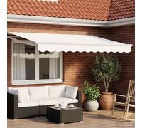 vidaXL Tenda retrattile manuale con LED Bianco 3,5 x 2 m, Tendone da sole retrattile, manuale e compatto con luci LED per veranda e giardino