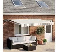 vidaXL Tenda retrattile manuale con LED Grigio chiaro e bianco, Una soluzione moderna per l'ombra all'aperto, tenda retrattile, gazebo per il giardino, luce LED
