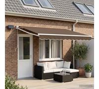 vidaXL Tenda retrattile manuale con LED Tortora, Una soluzione moderna per l'ombra all'aperto, tenda retrattile, gazebo per il giardino, luce LED