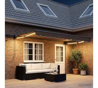 vidaXL Tenda retrattile manuale con LED Tortora, Una soluzione moderna per l'ombra all'aperto, tenda retrattile, gazebo per il giardino, luce LED