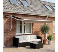 vidaXL Tenda da sole manuale con LED tortora, 100% poliestere e alluminio, un moderno parasole per esterni, tenda pieghevole, tenda da giardino, resistente, LED per il tuo portico