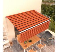 Tenda Retrattile Manuale con Parasole 4,5x3m Arancione Marrone