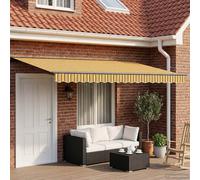 vidaXL Tenda retrattile manuale Giallo, Grigio e Bianco 4,5 × 3,5 m, Giardino e terrazza, tenda retrattile moderna, riparo esterno, canopy resistente agli agenti atmosferici, ombra regolabile