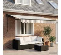 vidaXL Tenda retrattile manuale Grigio chiaro e bianco 3,5 x 2 m, Tenda retrattile moderna e rettangolare, soluzione ombreggiante per terrazzi, balconi e giardini, resistente e regolabile
