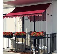 Tenda retrattile manuale per patio e balcone, parasole a manovella, regolabile in altezza, resistente ai raggi UV e all'acqua, tenda da esterno senza vite per terrazza e cortile (colore: vino)