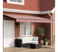 vidaXL Tenda retrattile manuale moderna rettangolare 5 × 3,5 m Rosso e Bianco tessuto poliestere