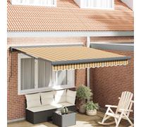 vidaXL Tenda Retrattile Regolabile, Resistente ai Raggi UV e Impermeabile, Strisce Giallo/Grigio/Bianco per Balconi, 300 x 250 cm. Ottima Soluzione Ombra per Il Sole, Tenda da Esterno per Patio, Gia