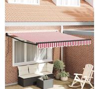 Tenda retrattile rettangolare rossa e bianca, 350 x 250 cm, tessuto in poliestere resistente all'acqua e ai raggi UV, con telaio in alluminio leggero, con telecomando per balcone terrazza