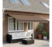 Tenda Retrattile Tortora 450 x 350 cm Poliestere | Con Telecomando, LED Integrate, Sensore Luce e Vento, per Terrazzo e Giardino