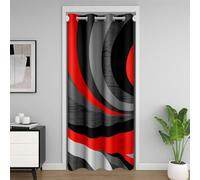 Tenda rossa per porta privacy strisce geometriche divisorio copertura 150 x 203 cm grigio e nero venature del legno 30% -50% oscuramento camera da letto arte astratta trattamenti per finestre