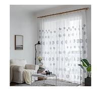 Tenda Soggiorno Semitrasparente Bianco Grigio,2 x 107Wx183L CM Tenda per Salotto Due Pannelli Ricamo Cotone Lino per Tende Tende a Gancio