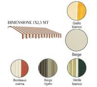Tenda sole a caduta da balcone in alluminio c/bracci 100x250cm c/asta vari color
