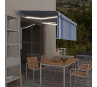 vidaXL Tenda Sole Retrattile Manuale con LED 3,5x2,5 m Blu e Bianco
