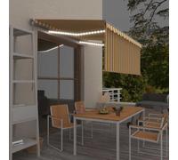 Tenda Sole Retrattile Manuale Parasole LED 3x2,5m Gialla Bianca