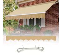 Tenda Sole Sostitutiva con Balza per Finestra Negozio Giardino da 2 a 7 m Impermeabile Bordo Ondulato Rifinitura Tenda con Balza Smerlata per Terrazza(Marrone chiaro,3.3m)