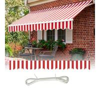 Tenda Sole Sostitutiva con Balza per Finestra Negozio Giardino da 2 a 7 m Impermeabile Bordo Ondulato Rifinitura Tenda con Balza Smerlata per Terrazza(Rosso-bianco,2.5m)