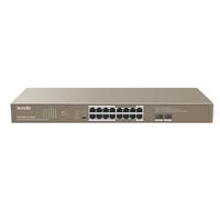 Tenda Switch PoE 18 Porte Gigabit, 16 Porte PoE+ 250W, Ogni Porta Fino a 30 W, 2 Porte SFP Uplink Gigabit, Una chiave Standard/Estendi/Vlan/Priorità, QoS, Trasmissione Fino a 250 M, TEG1118P-16-250W