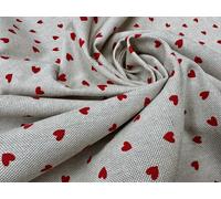 Tenda tappezzeria Little Red Love Hearts tessuto lino look arredamento casa l...